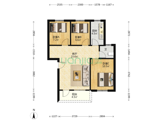 站前路八号 3室1厅1卫 72平方