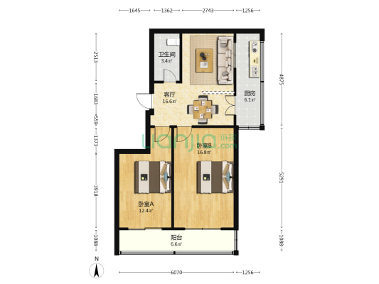 北肖墙18号 2室1厅1卫 72平方
