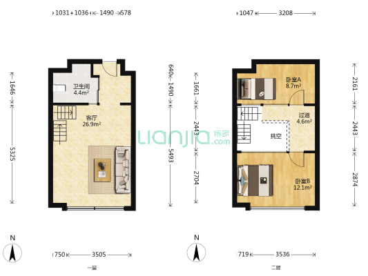 中南MINI公馆 2室1厅1卫 48平方
