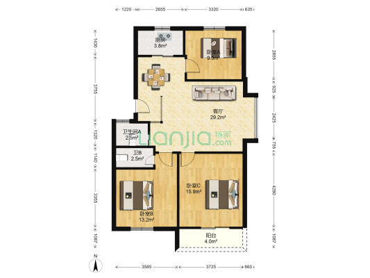 锦绣闽江建平新居 3室1厅2卫 90平方