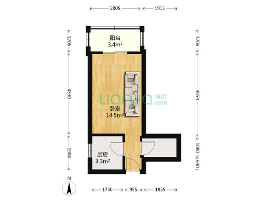 秀兰锦观城 1室0厅1卫 33平方