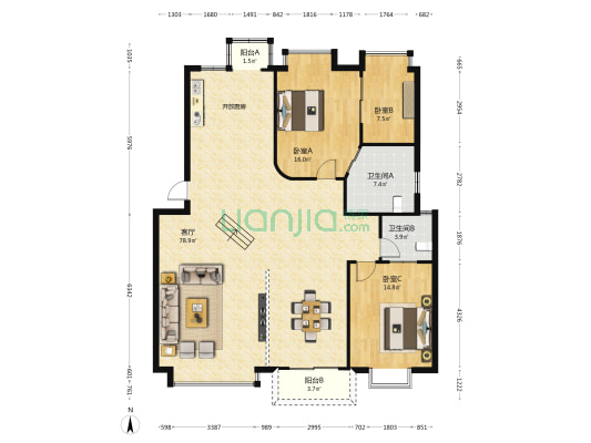 文泉书苑 3室1厅2卫 154平方