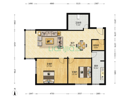 宏宇大厦 2室1厅1卫 132平方