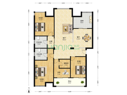 琴秋西路175号 4室2厅2卫 156平方