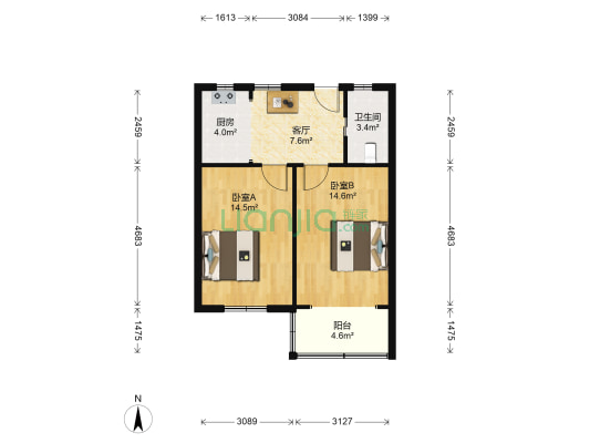 政立路830弄 2室1厅1卫 59平方