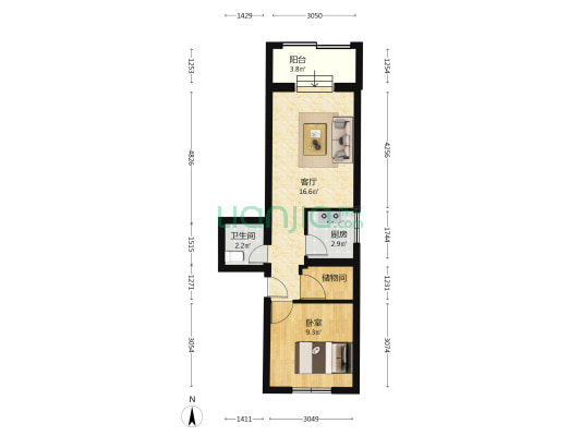 南大街 1室1厅1卫 65平方