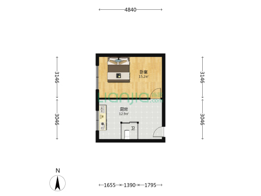 中捷二木材小区 1室0厅1卫 42平方