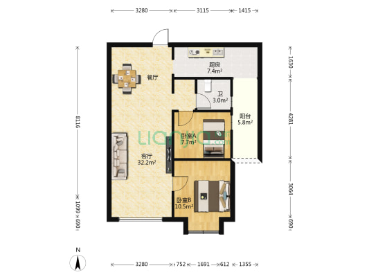 国茶港 2室1厅1卫 76平方