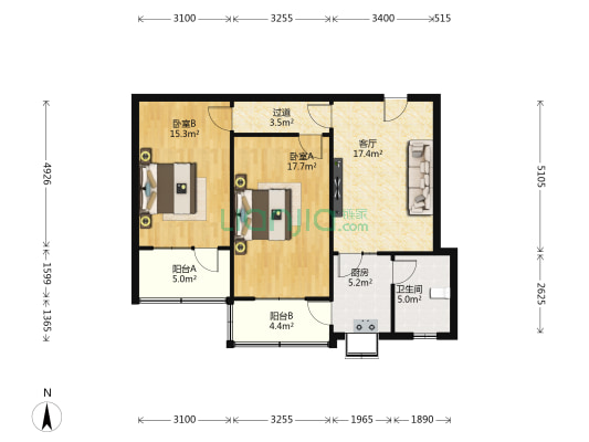 石家庄无线电管理局宿舍 2室1厅1卫 83平方