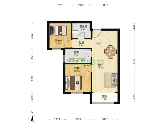 西海瑞苑一期 2室1厅1卫 80平方