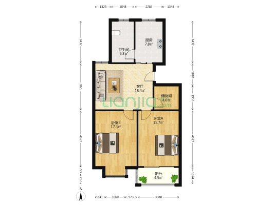 泾秀苑 2室1厅1卫 92平方