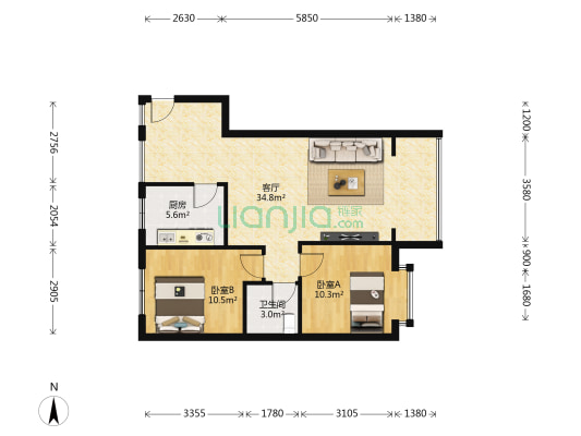 桂湖河畔三期 2室1厅1卫 80平方