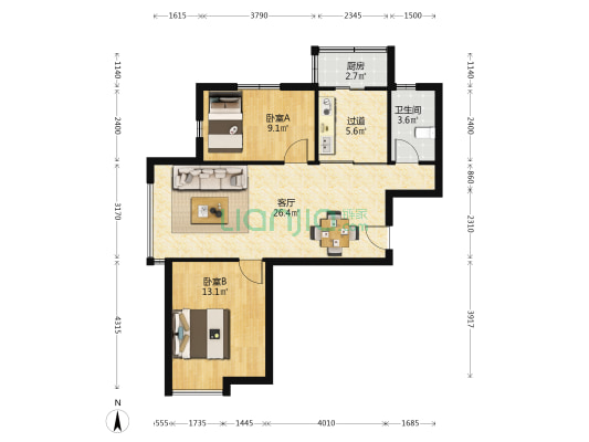 富雅苑 2室1厅1卫 89平方