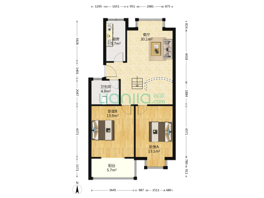 华厦枫林绿洲 2室1厅1卫 94平方