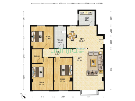 湖北房地产管理分局 3室2厅1卫 142平方