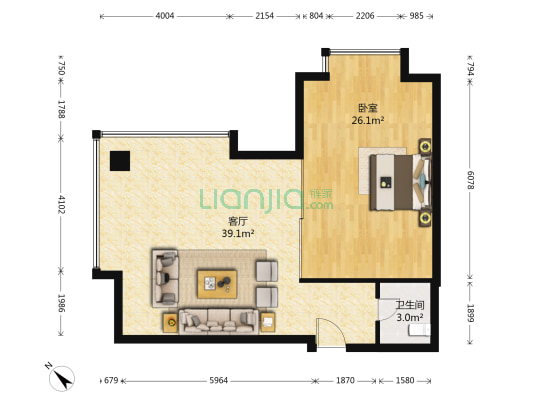 上品优空间 1室1厅1卫 92平方