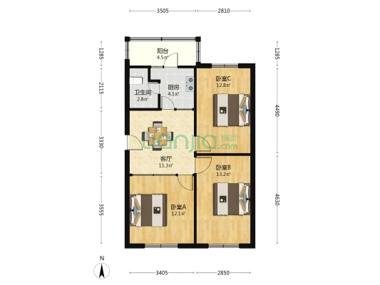 建设小区 3室1厅1卫 79平方