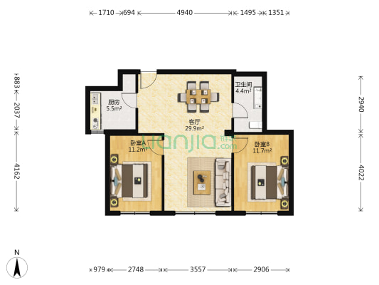 清都记忆 2室1厅1卫 84平方