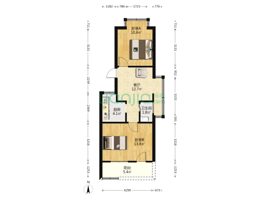 思儿亭路38号小区 2室1厅1卫 63平方