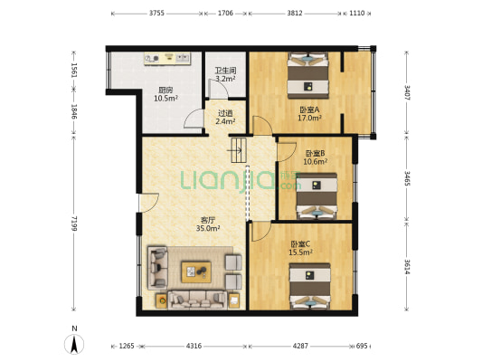 英才巷5号 3室1厅1卫 115平方