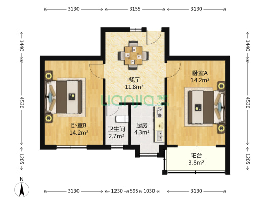 惠峰新村C区 2室1厅1卫 64平方