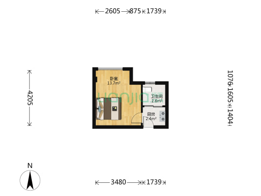巴塞罗那 1室0厅1卫 30平方