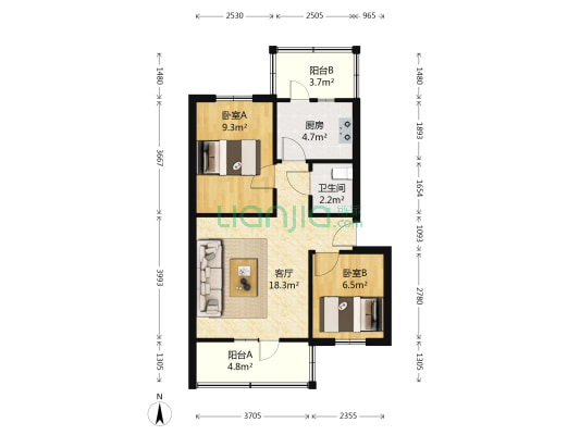 范阳水电小区 2室1厅1卫 56平方