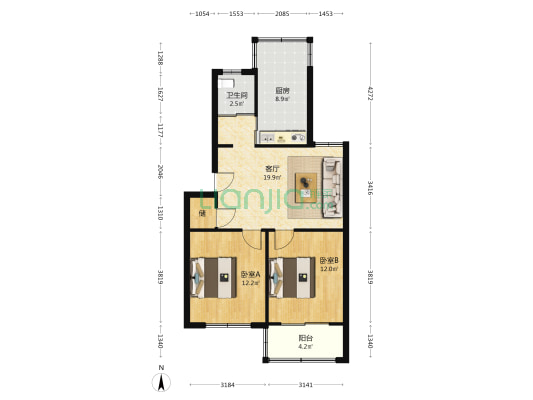 裕兴苑小区 2室1厅1卫 74平方