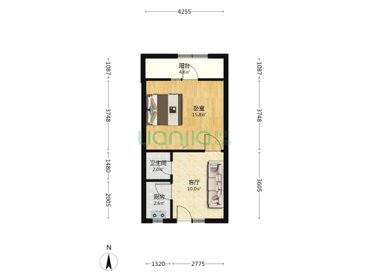 石桥墩还建楼 1室1厅1卫 47平方