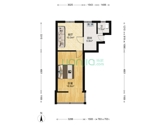 统一药业家属院 1室1厅1卫 47平方