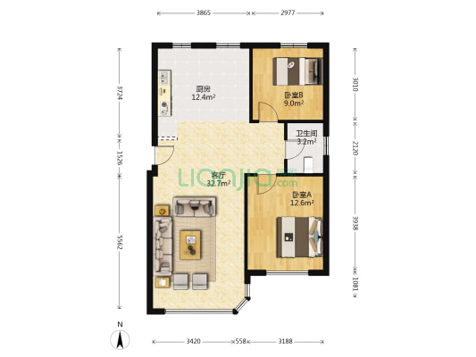 阳光林苑 2室1厅1卫 85平方