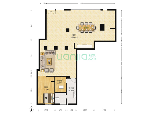 凤凰莱茵苑 1室1厅1卫 119平方