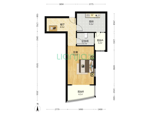 金色黄浦 1室1厅1卫 65平方