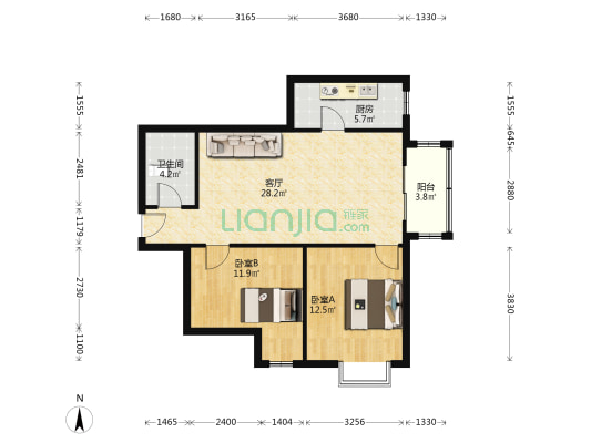 此房满五唯一 户型方正 中间楼层 配套设施全齐-户型图