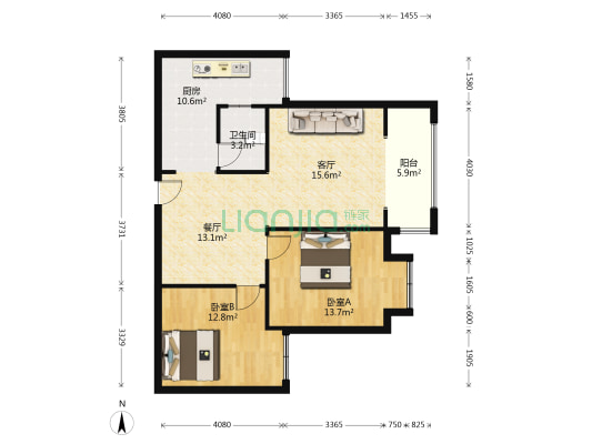 书香美域 2室2厅1卫 93平方