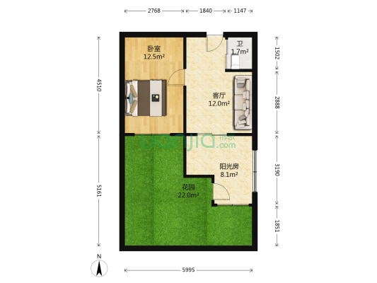 天后四中家属楼 1室1厅1卫 43平方