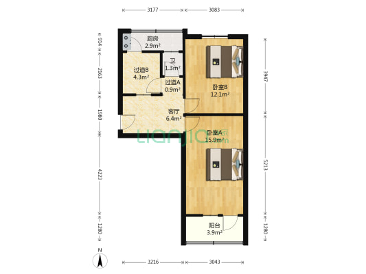 省冶金办宿舍 2室1厅1卫 60平方