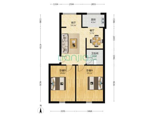 南宁路201栋 2室2厅1卫 82平方