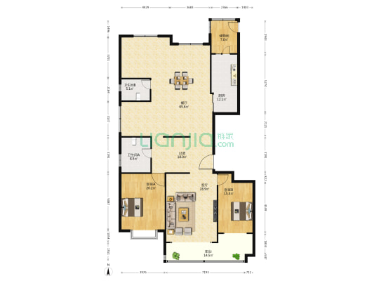 恒大御景半岛5期 2室2厅2卫 255平方