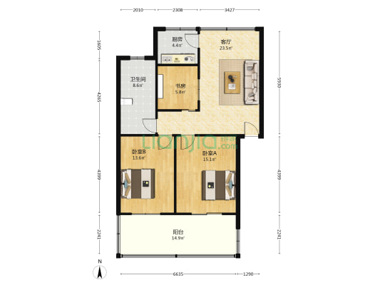 荟苑新区 3室1厅1卫 95平方