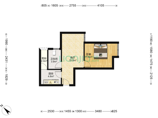 中海元居二期 1室1厅1卫 300平方