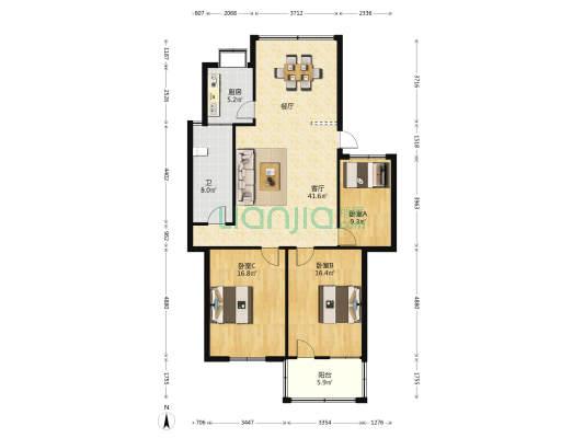 凤凰小区 3室1厅1卫 120平方