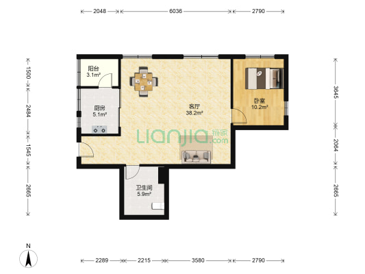 东南大厦 1室1厅1卫 77平方
