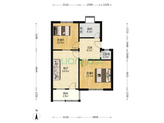 公园路东街10号院 2室1厅1卫 65平方