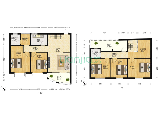 英华嘉园 5室1厅2卫 138平方