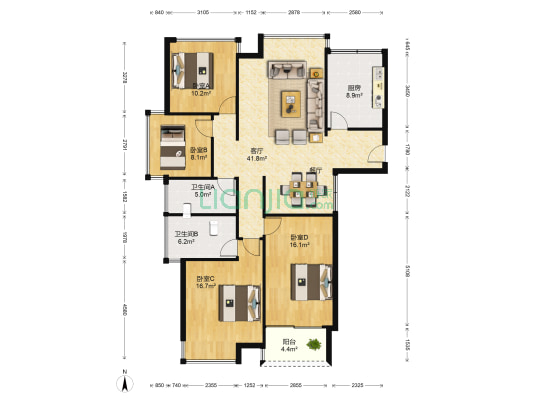 五象丽景 4室1厅2卫 125平方