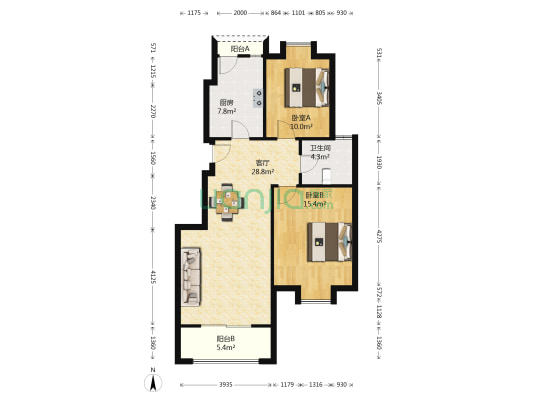 威尼斯水城第五街区 2室1厅1卫 95平方
