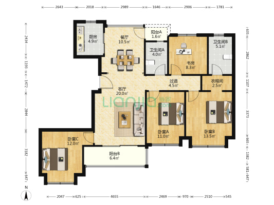 一品滨江湾西区 4室2厅2卫 139平方