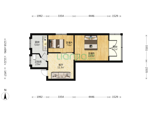 东缉虎营10号 2室1厅1卫 63平方