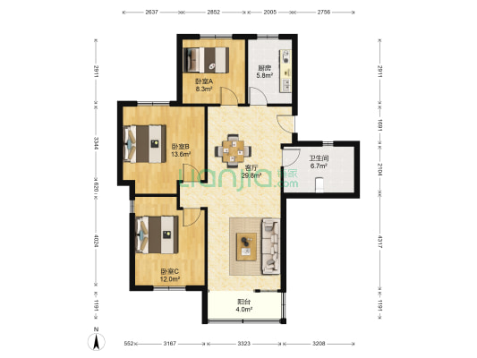 银河小区 3室1厅1卫 99平方